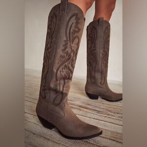 Jeffrey Campbell x Free People Women's Brown Tall Western Boots size 7.5